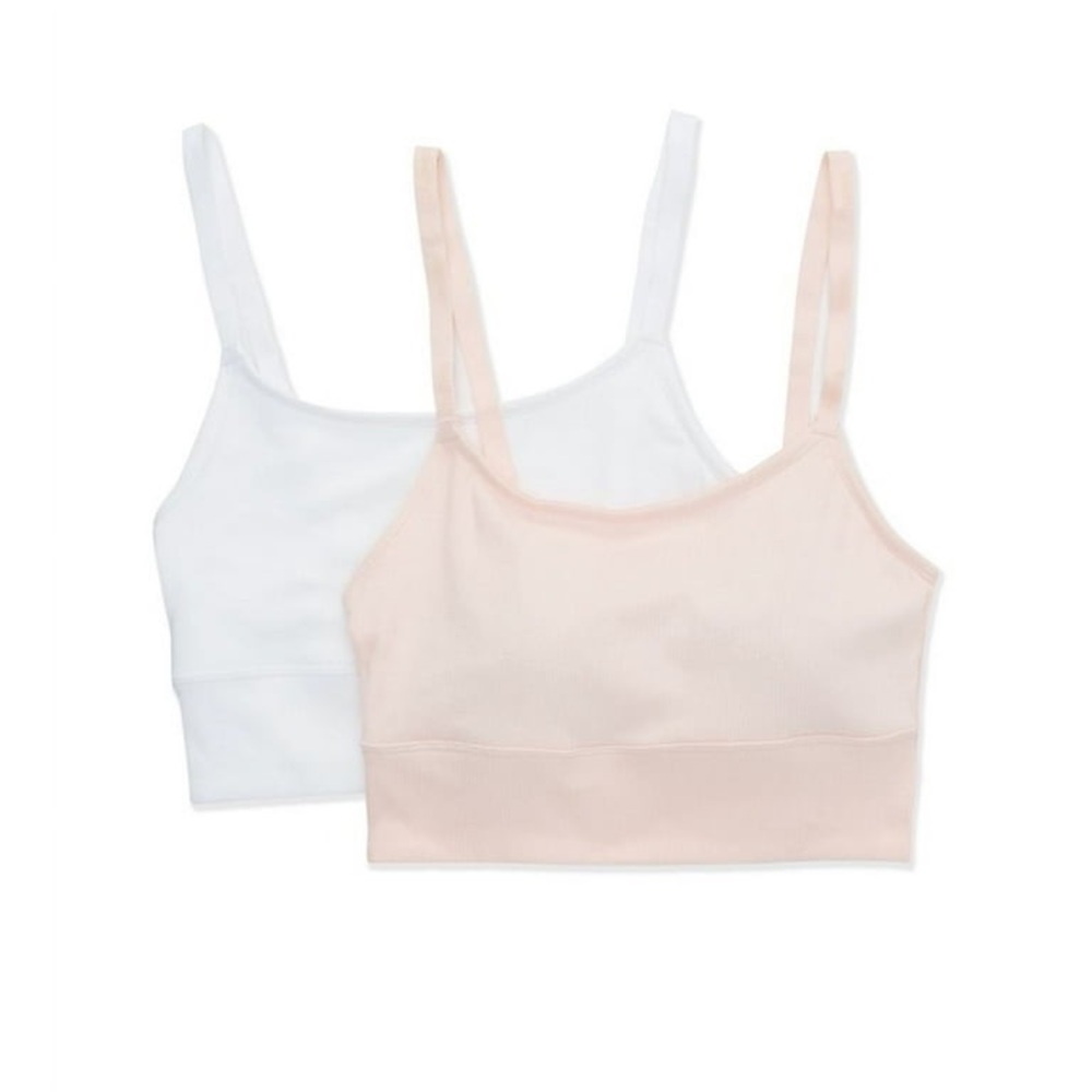 Hanes White and Cream Seamless Bralette Set